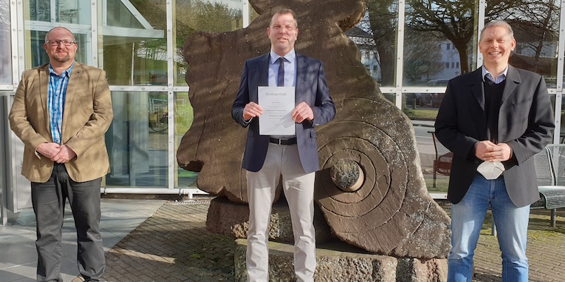 Bereichsleiter Carsten Krüger, Schornsteinfegermeister Stefan Brandt sowie Sachbearbeiter Bob Schleicher